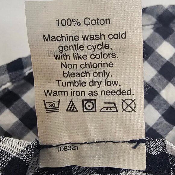 J. CREW GINGHAM ROMPER NAVY/WHITE COTTON DRAWSTRING WAIST SZ‎ XS 3" INSEAM - Picture 12 of 13